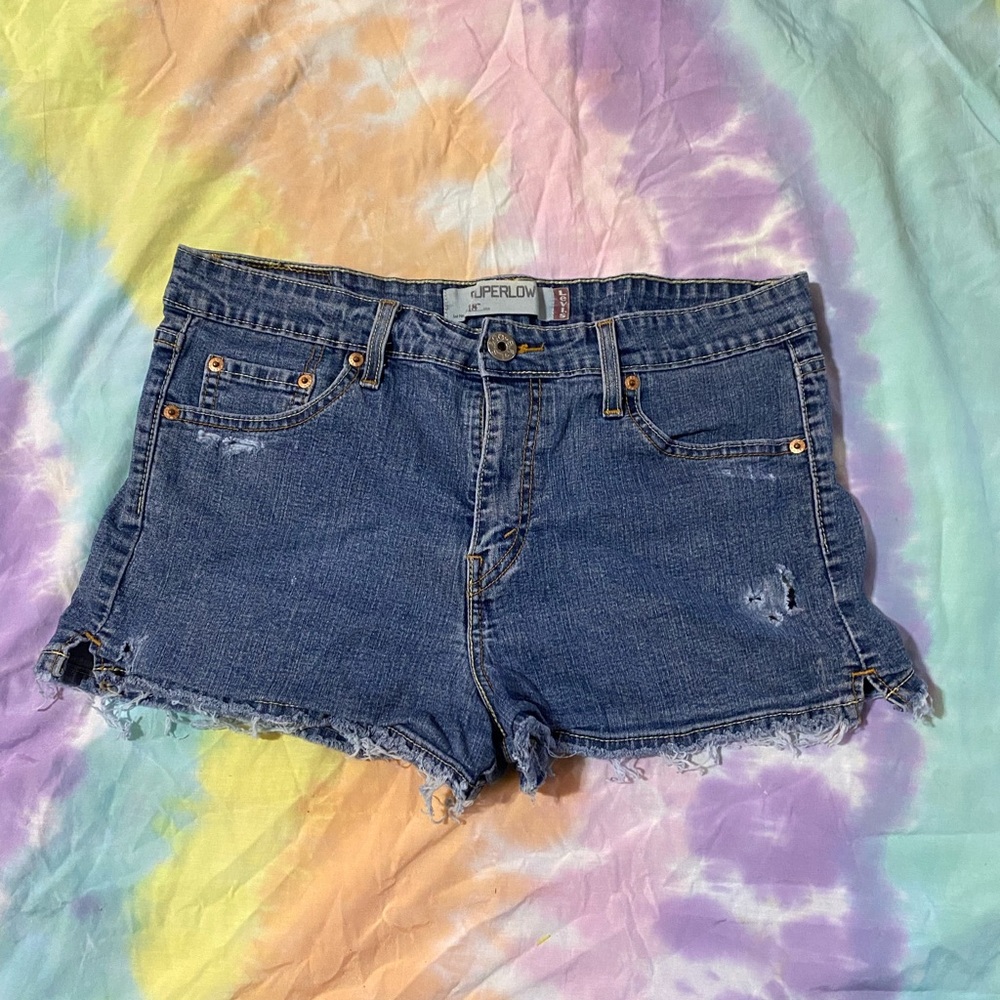 Levi's super low rise Blue Jean Shorts